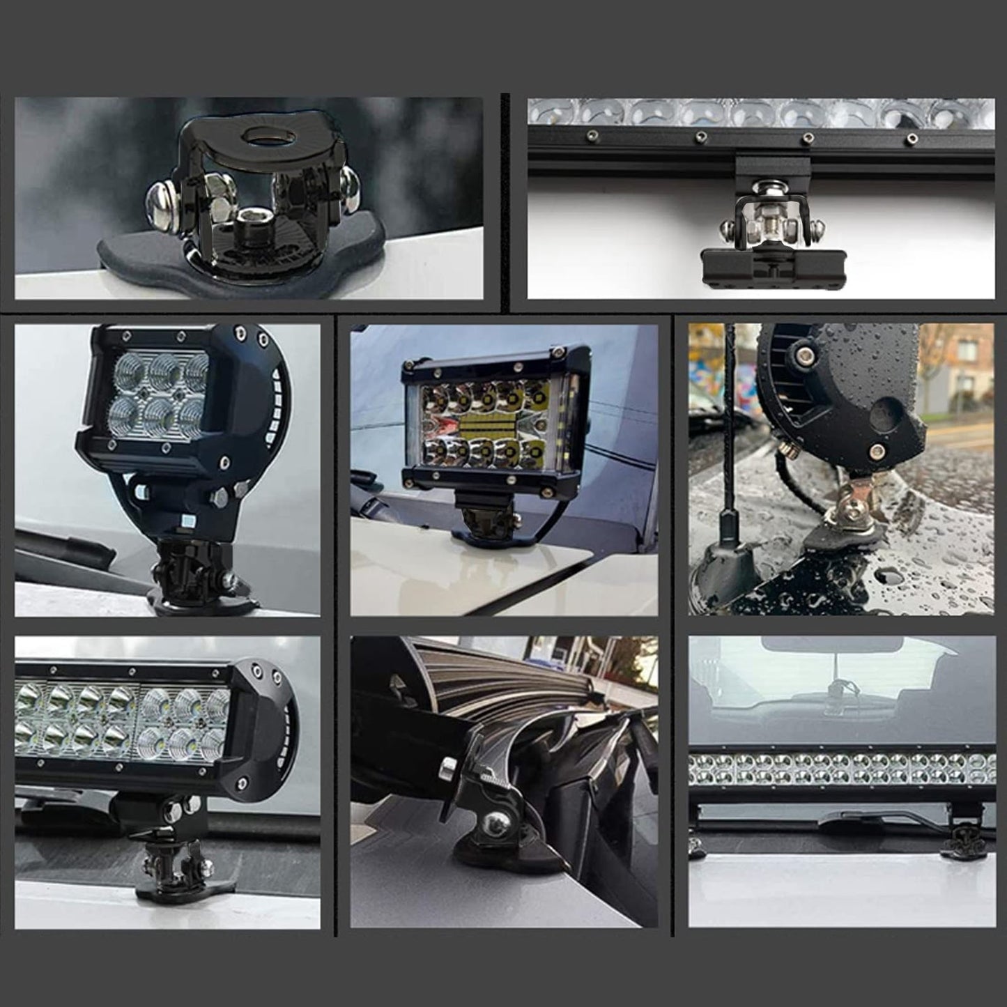 WODHMIEY LED Light Bar Mounting Brackets 2pcs No Need Drilling Off Road Light Q