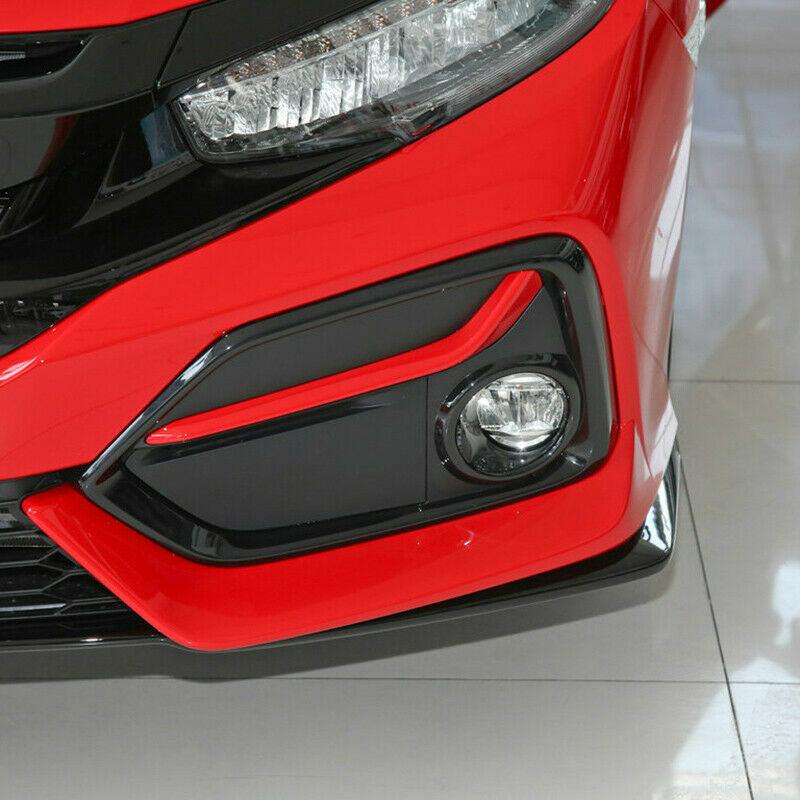 for Honda for Civic Hatchback 2016-2021 Black+ Red Front Fog Light Lamp Frame Cover