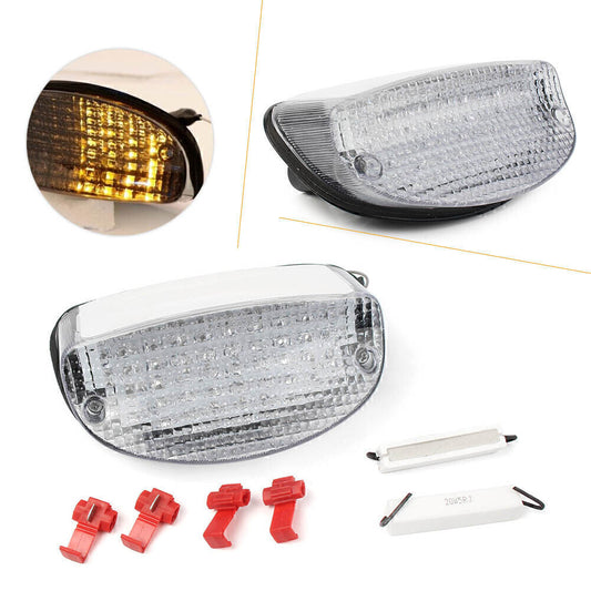 Clear LED Tail Light Brake Light w/ Amber Turn Signal for Suzuki GSX650F GS500F