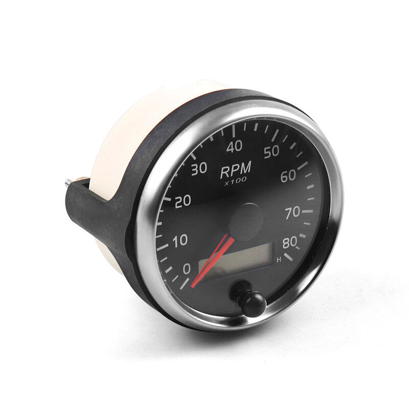 85mm 12V/24V 0-8000rpm Tachometer Gauge Kit with Digital LCD Hour Meter - n
