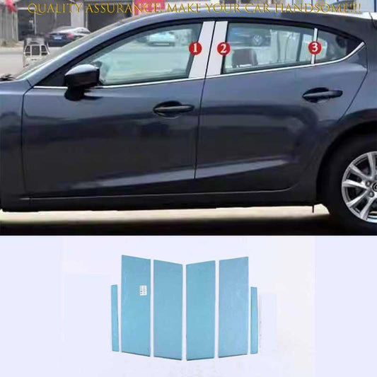 for Mazda 3 Axela 17-18 Silver Steel Window Center BC Pillar Post Cover Trim 6P
