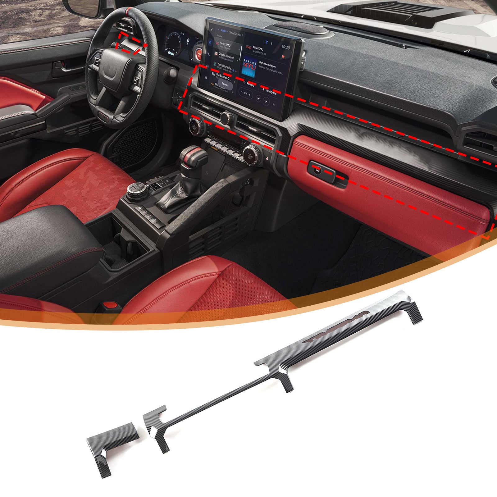 2-Piece Instrument Panel Cover for Tacoma 2024 ABS Carbon Center Control System n