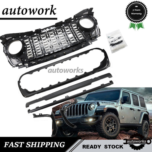 for Jeep for Wrangler JL 2018-2023 upgrade to 2024 JL Front Grill Bumper Grille Set