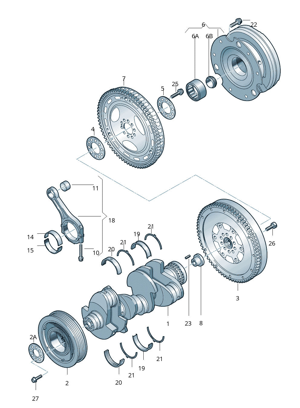 059105251DJ Engine Crankshaft Pulley for VW Touareg for Audi Q5 Q7 3.0L
