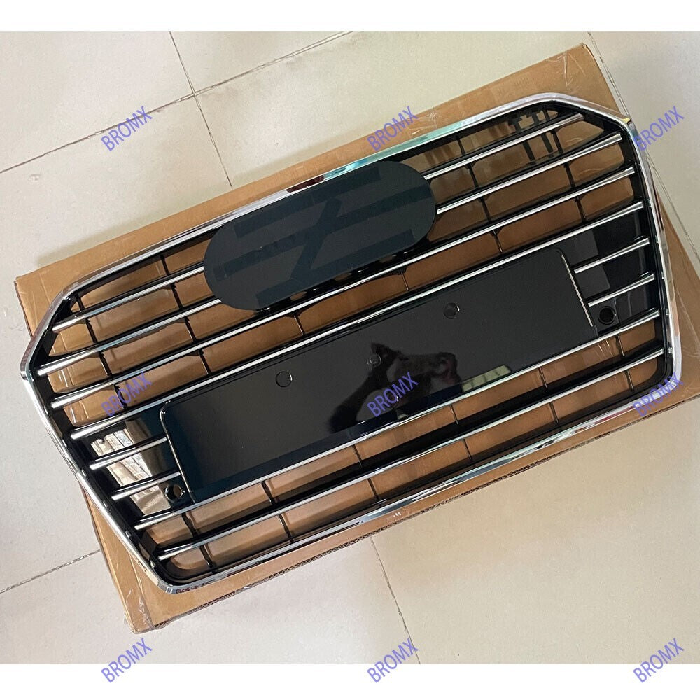 Front Upper Bumper Grilles Mesh Grill Fit for AUDI A6 C7pa 2016 2017 2018 Silver