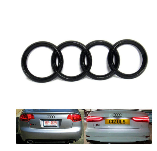 for Audi rear ring badge boot trunk sticker badge logo gloss black 193 mm x 67 mm