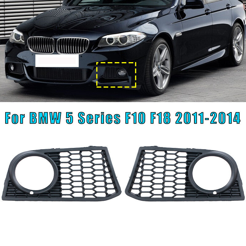 Pair for BMW 5 Series F10 F18 520 523 525 2011-2014 Front Fog Light Lamp Grill