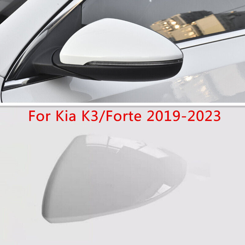 White Left Side Rearview Door Mirror Cover Shell Cap for Kia K3/Forte 2019-2023