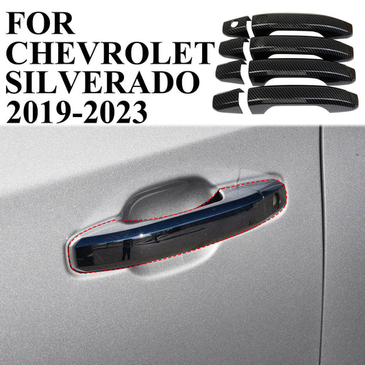 Carbon Fiber Side Handle Cover Trim for Chevry Silverado (Without Buttons)
