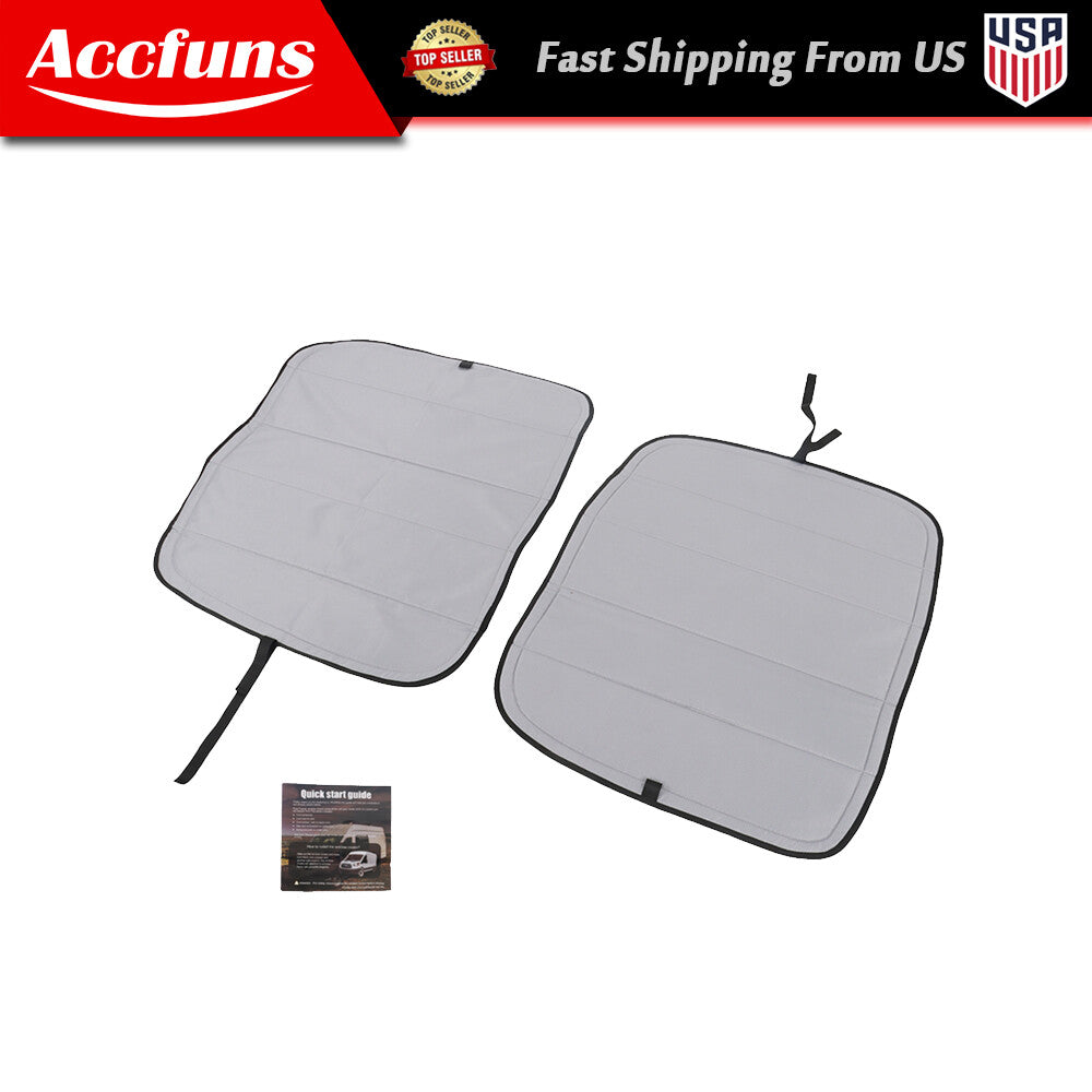 (Pair) Transit Insulated Sun-Shielded Rear Door Window Covers for Van Silvery n