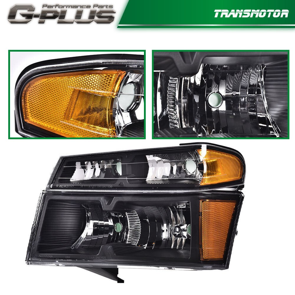 Black Headlights Anti-collision Headlights Fit 2004 - 2012 for GMC for Canyon / for Colorado - v