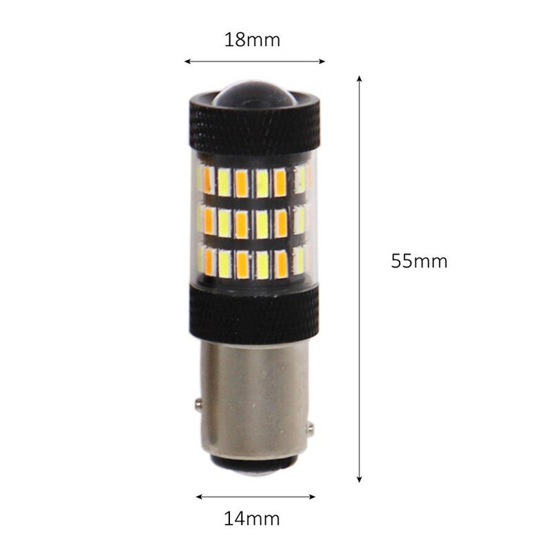 2-pack 1157 LED dual-color white/amber switch turn signal bulbs 12V-24V- n