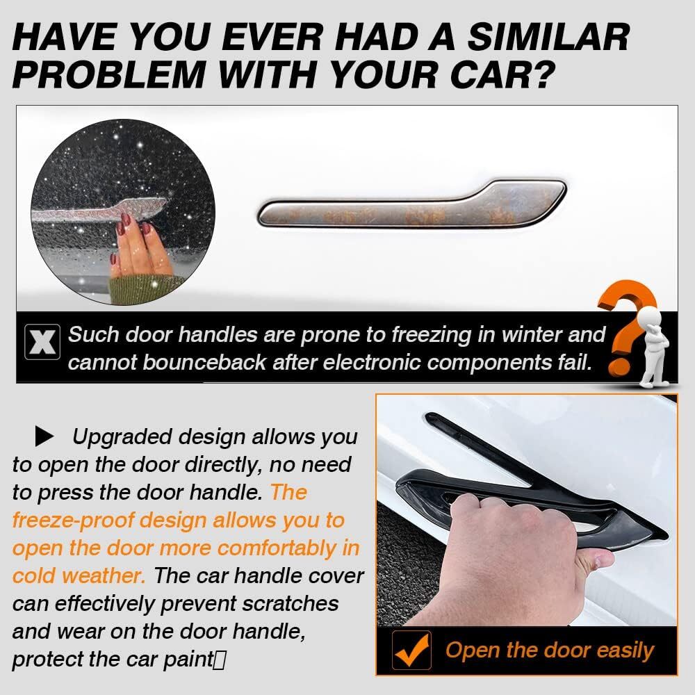 4-piece antifreeze car exterior door handle protector for Model Y 3 Matte black - n