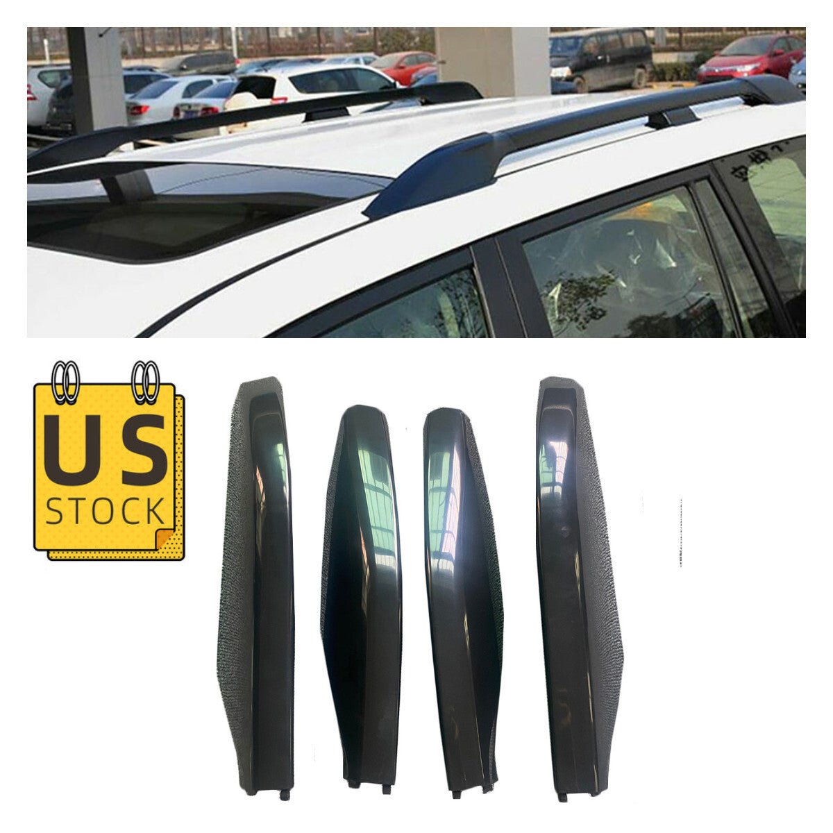 4Pcs For 2003-2009 for Lexus GX470 Car Roof Rack Rail End Cover Replace Shells Black