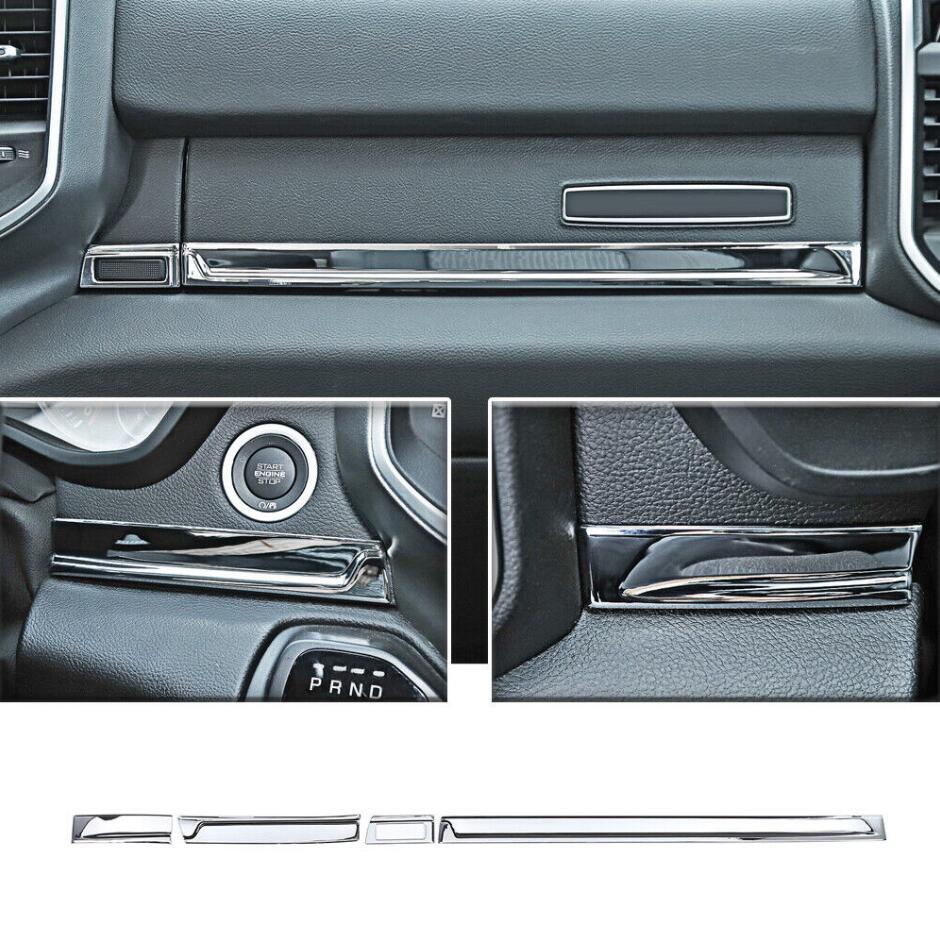 ABS Chrome Center Console Panel Trim Strip 4 Suitable for 2019-2022 for Dodge for RAM 3500