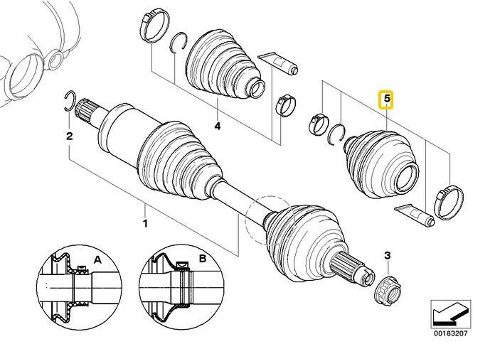 Front Axle Outer C/V Joint Boot Kit for E53 X5 2000-2006 31607565316 v