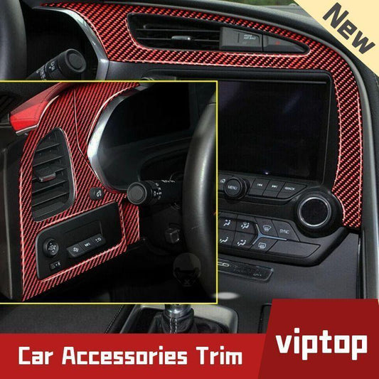 for Chevrolet for Corvette C7 2014-19 Red Carbon Fiber Air Vent Outlet Panel Cover4