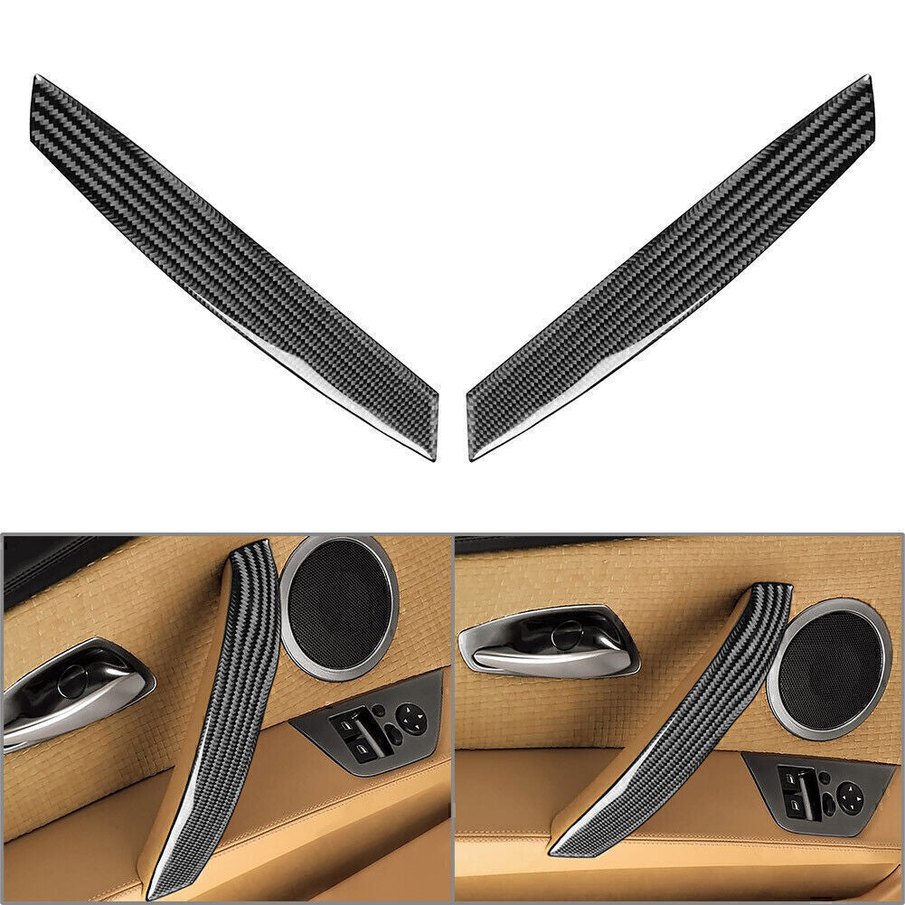2 Pcs Carbon Fiber Interior Door Handle Strip Cover for BMW Z4 E85 2003-2008
