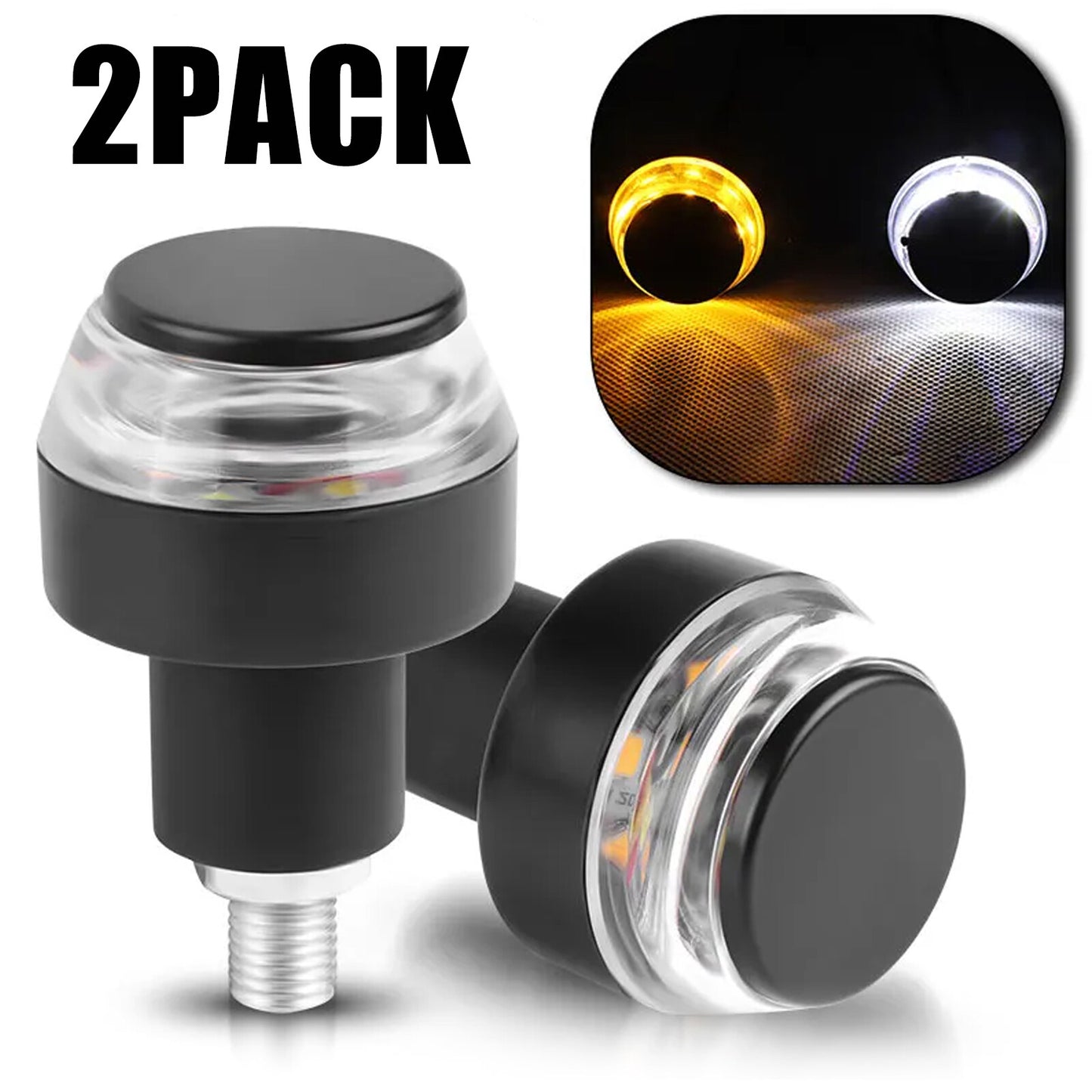 2pcs Motorcycle Motorbike Handlebar Turn Signals LED Light Indicators Handle Bar Q