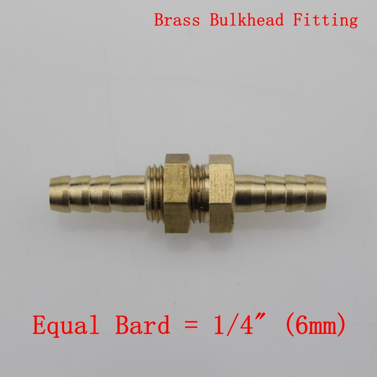 6 Pcs1/4(6mm ) Hose Barb Brass Bulkhead Pipe Fitting Coupler Connector Adapter