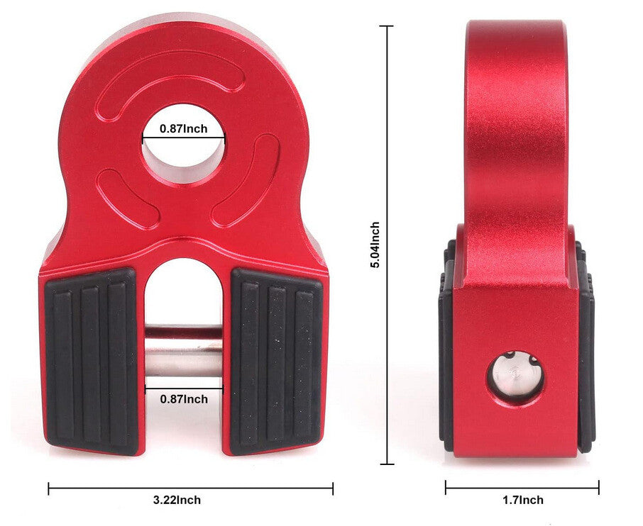 Winch Shackle Flat Mount Hook Assembly For ATV UTV SUV Pickup Truck Aluminum Red