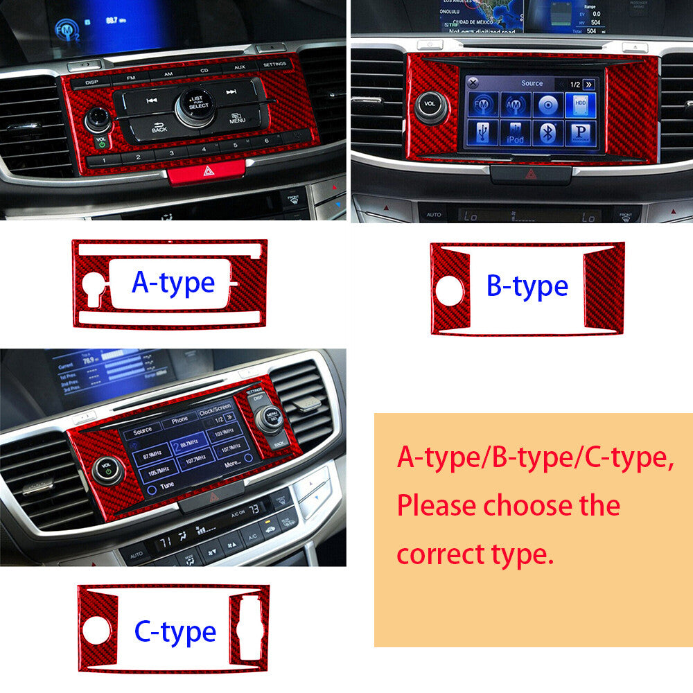 Red Carbon Central Console GPS Navigation Panel Cover for Honda Accord 2013-17 C