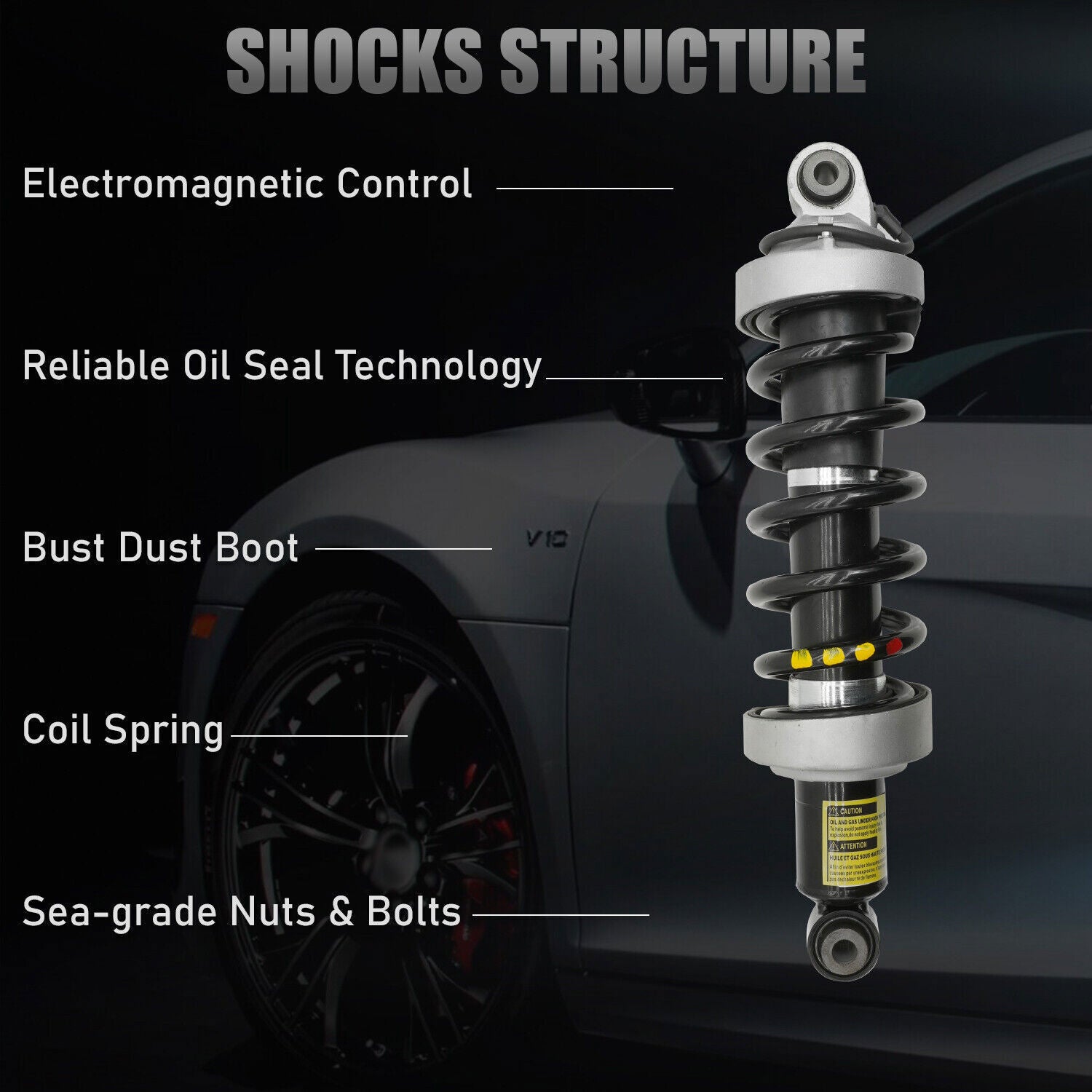 2 front shock absorber struts, Assys A2043233000, suitable for Mercedes-Benz W207, W204, W212 with ADS