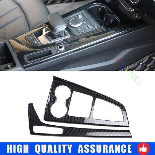 for Audi A4 2017-19 ABS Carbon Fiber Central Console Gear Shift Panel Cover Trim
