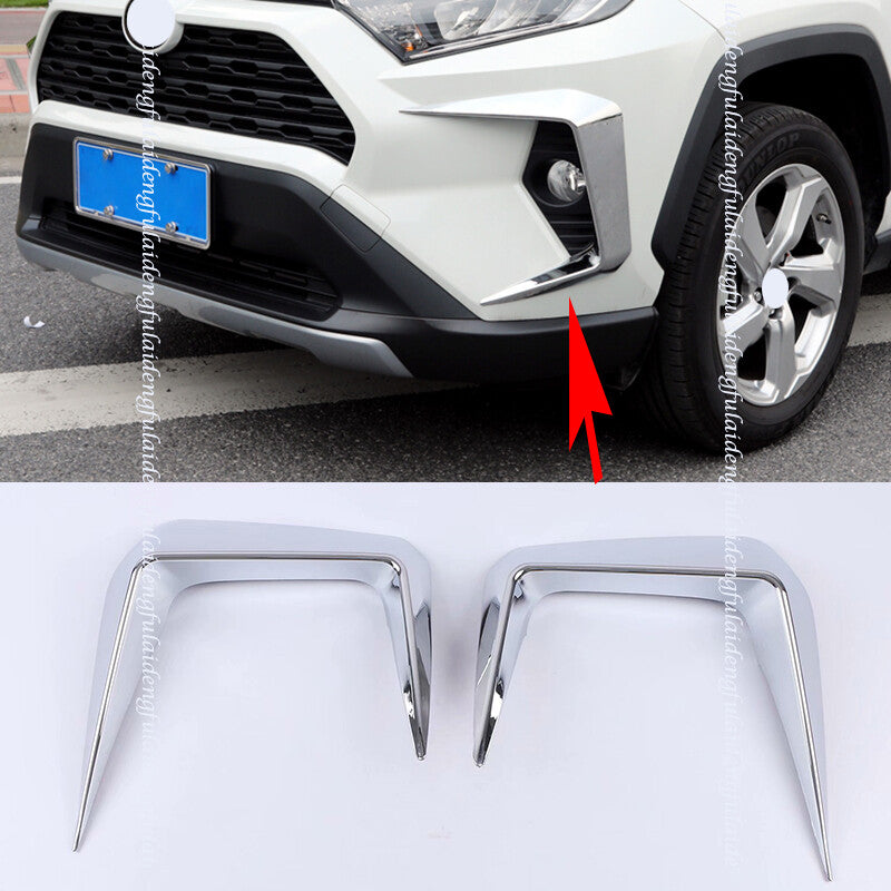 for Toyota RAV4 2019-24 Chrome Car Front Fog Light Eyebrow Cover Lamp Trim Cover