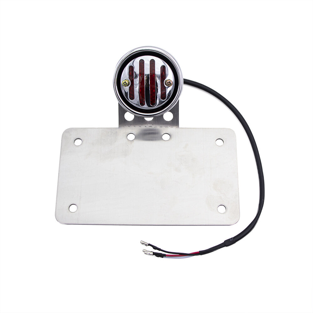 Grill Tail Brake Light License Plate Mount Bracket For Chopper Bobber Cruisers Q