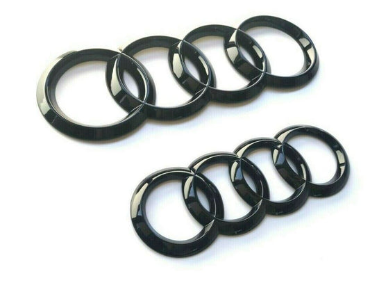 for Audi S4 Hooded Badge Decal Front Bonnet Grille Badge Logo Gloss Black- v