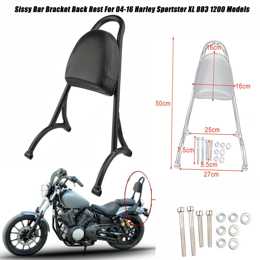 Detachable Passenger Sissy Bar Backrest Pad for Harley Sportster XL1200 883 Q