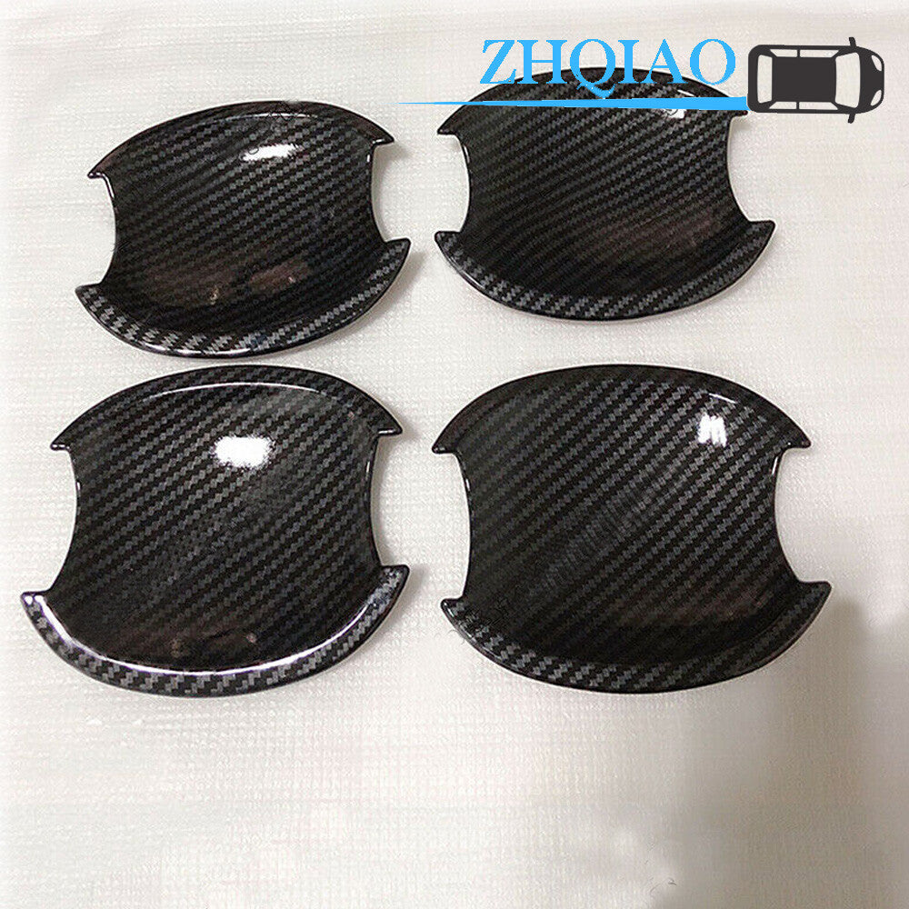 Carbon Fiber Door Handle Bowl Insert Cover Chrome Trim for Honda for Civic 2006-2011