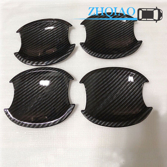 Carbon Fiber Door Handle Bowl Insert Cover Chrome Trim for Honda for Civic 2006-2011