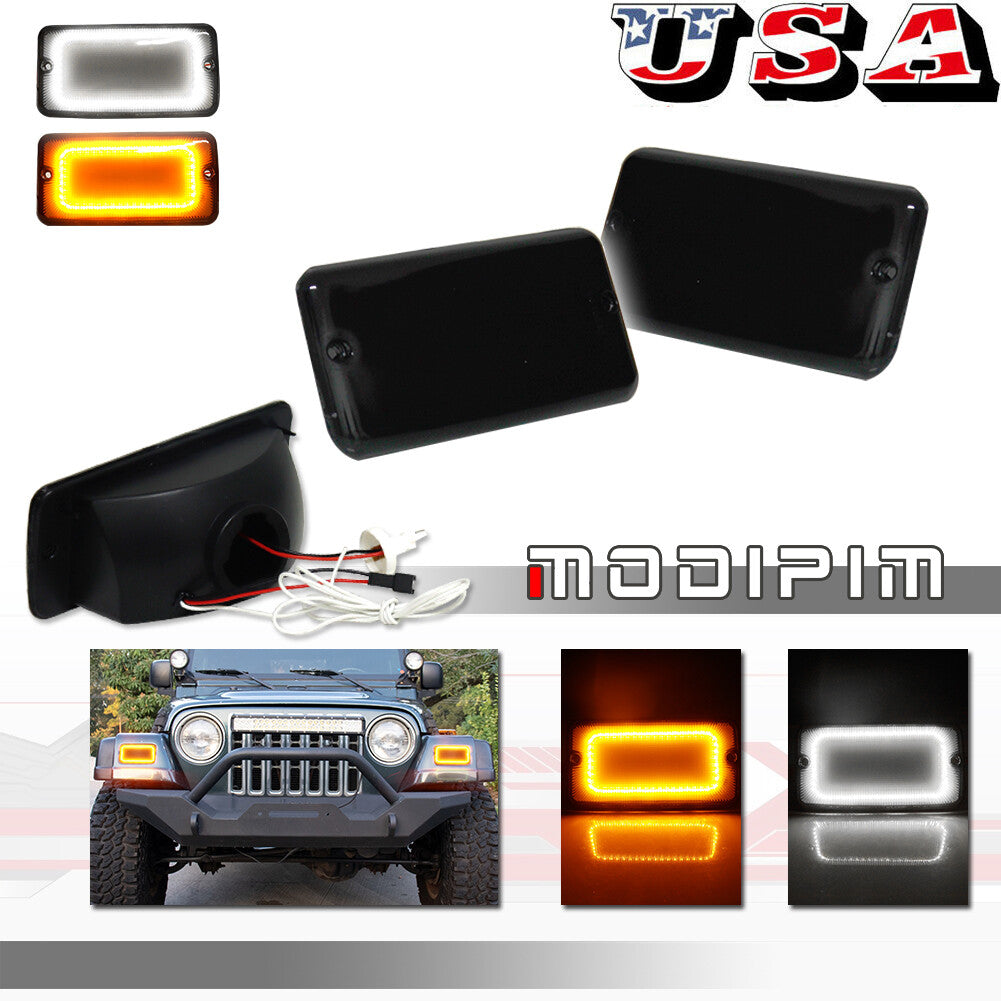 Black switch LED front bumper turn signal for Jeep for Wrangler TJ 97-06- v
