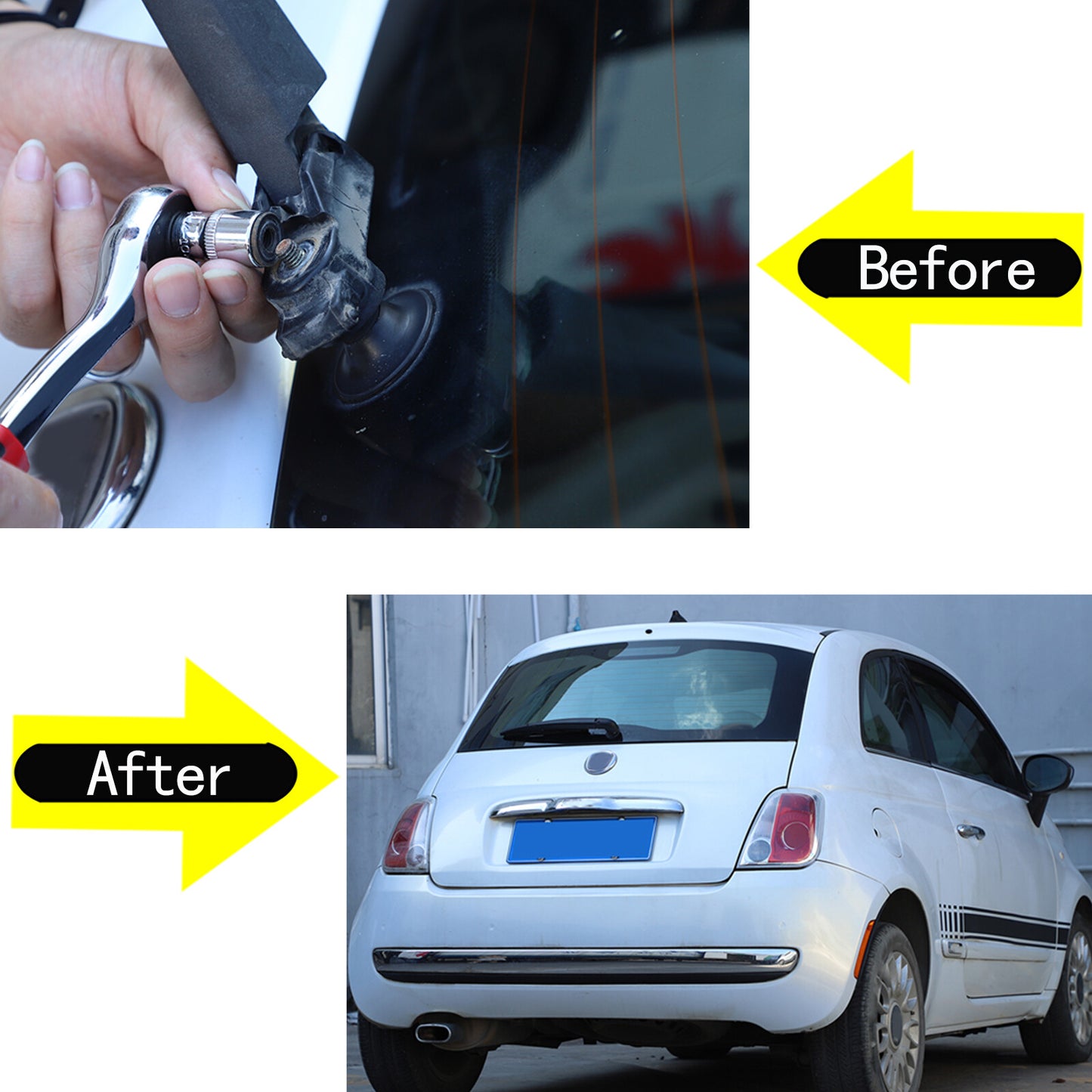 Black rear cover blade and arm kit tRIM for Fiat 500 2007 - 2017 n