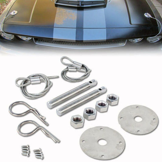 Universal Car Aluminum alloy Mount Engine Hood Pin Plate Bonnet Lock Latch Pin