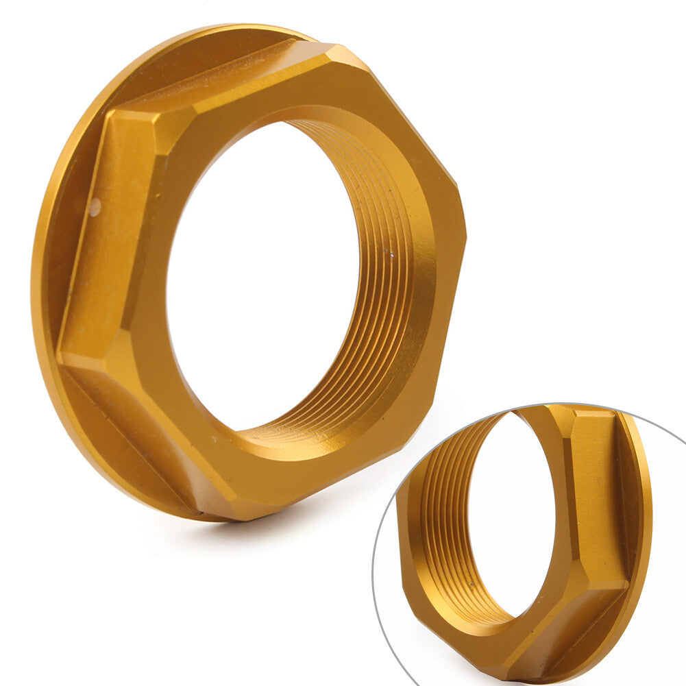 CNC Triple Tree Stem Yoke Center Hole Nut For Universal Motorcycle Gold Aluminum Q