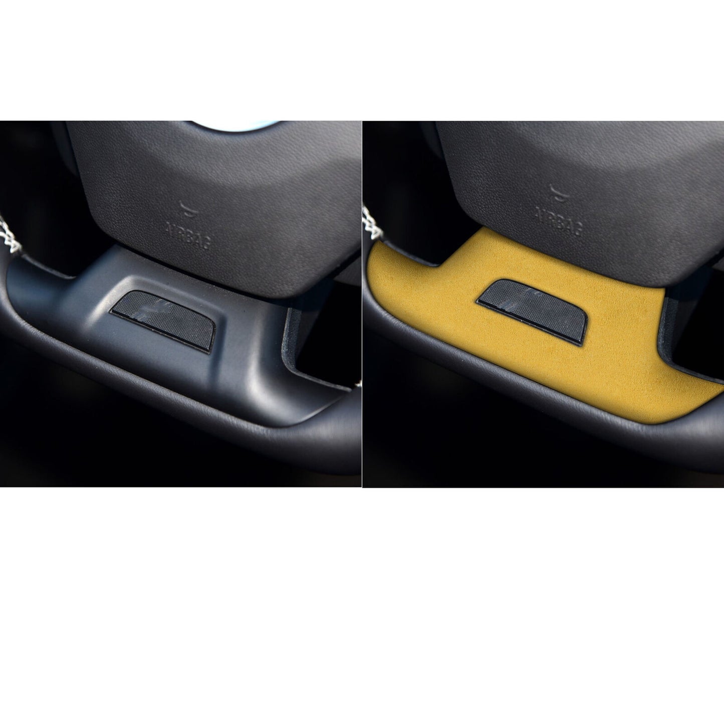 Steering Wheel U Type Cover Trim Inner for Chevrolet Camaro 2016-20 Yellow Suede