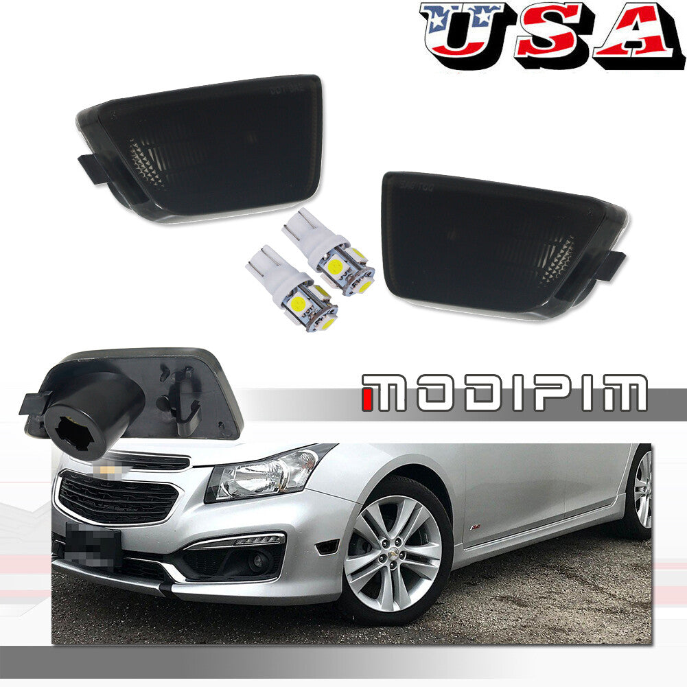 Euro Style Smoked Front Side Markers White LED Kit for 2011 - 2015 for Cruze - v