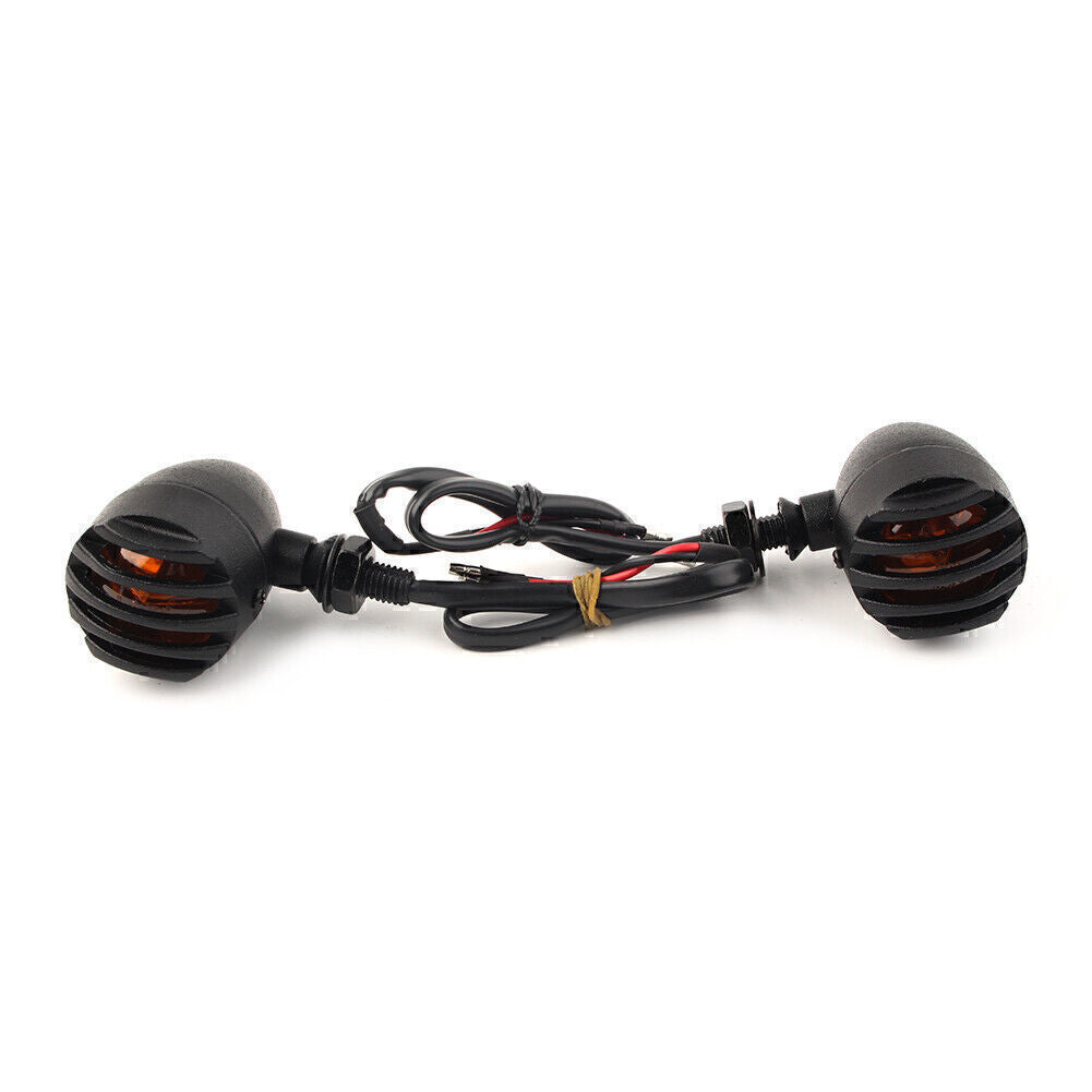 2x Black 12V Motorcycle Turn Signals Indicator Lights Lamp Universal Fit Q