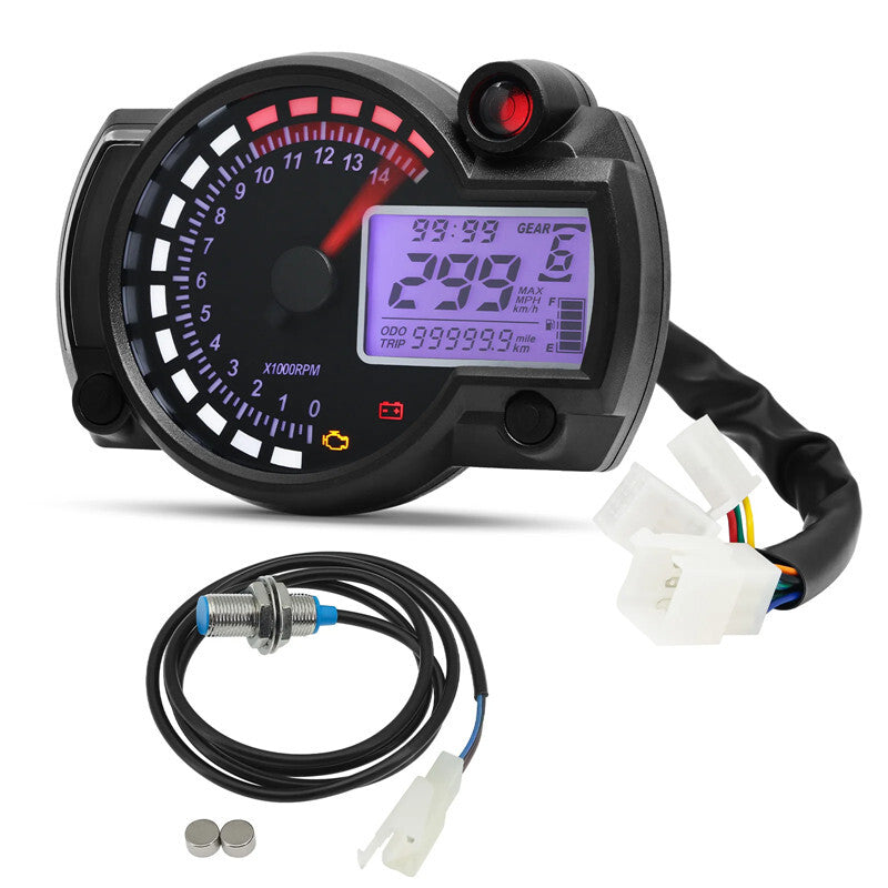 Motorcycle Odometer Speedometer 7 Colors achometer Fuel Meter LCD Digital Kit