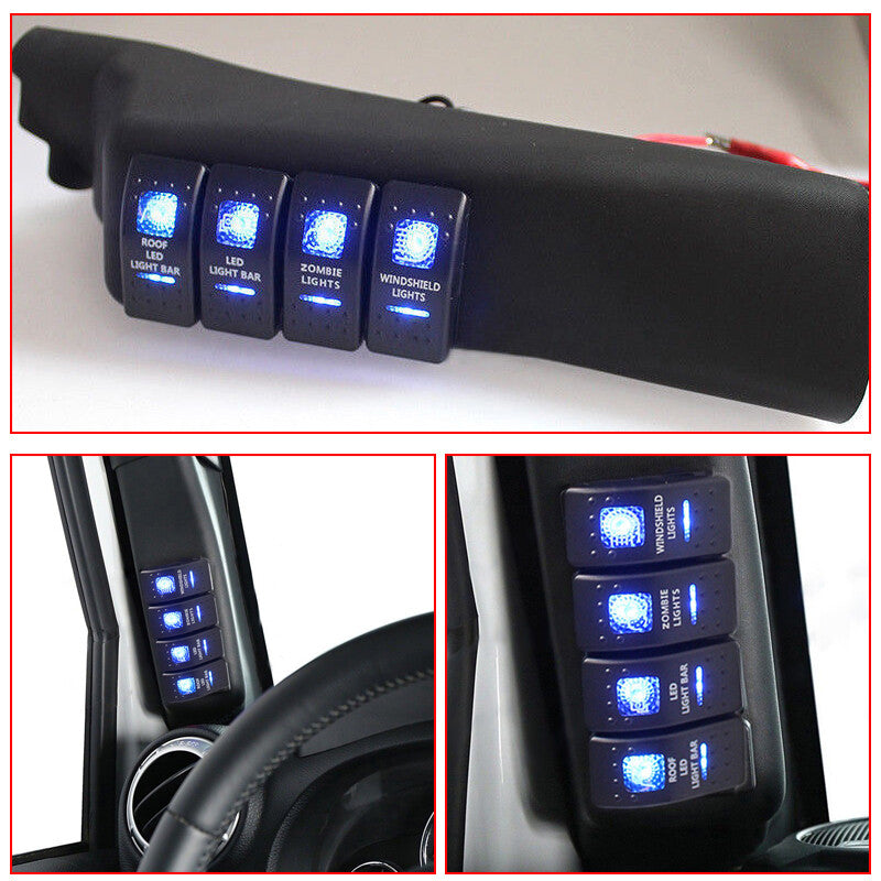 US Left Side 4 Switch Pod Panel A-Pillar Kit for Jeep for Wrangler JK 11-18 n