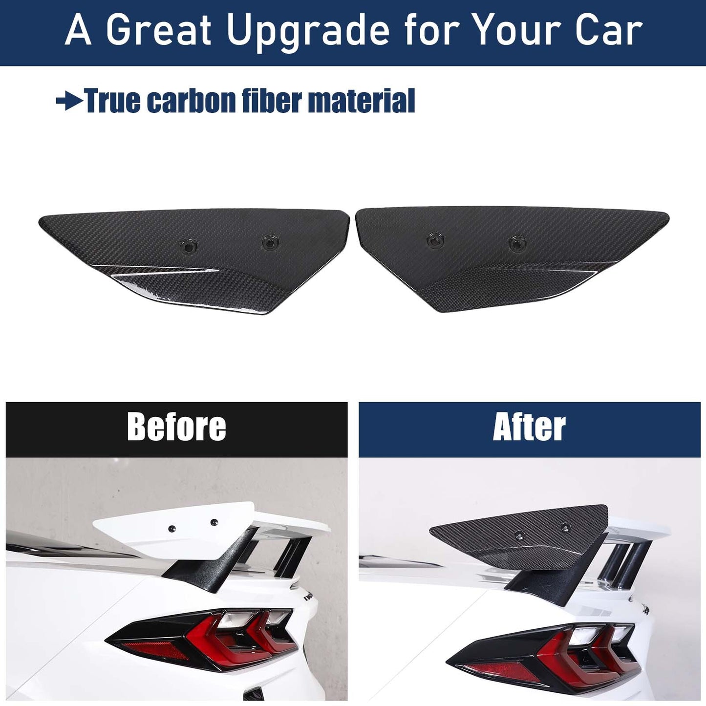 Suitable for 2020-24 for Corvette C8 carbon fiber rear fin boiler wing fittings - n