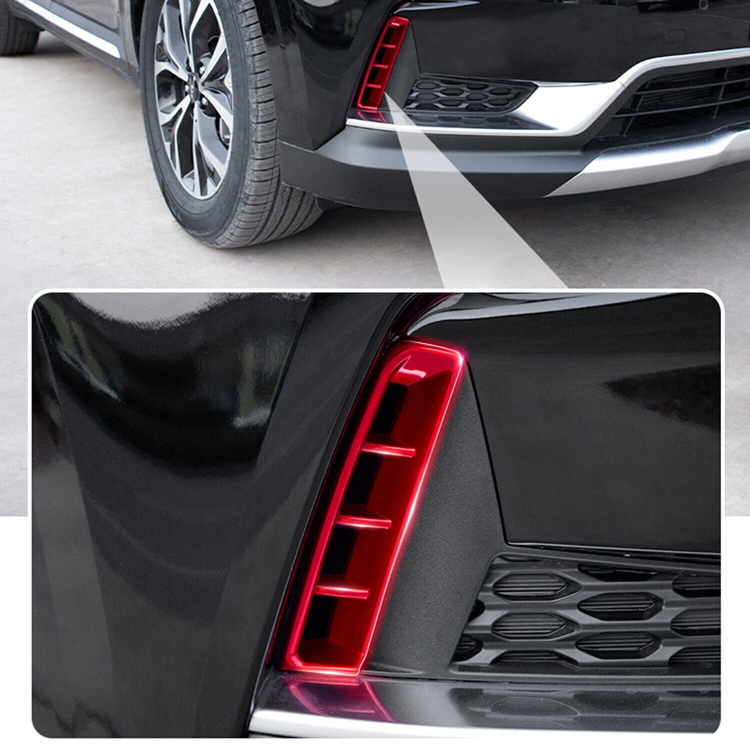 for Kia Carnival 22-2024 ABS Red Front Bumper Fog Light Lamp Moulding Cover Trim