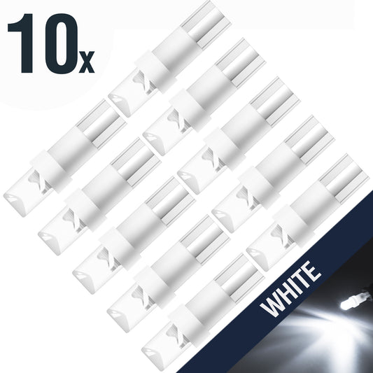 10Pc T5-1LED-B 12V Miniature Capless Wedge Car Dashboard Dash Panel Light Bulb