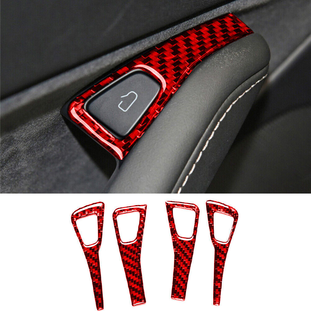 4-Piece Red Carbon Fiber Window Control Button Covers for Model 3/Y- n