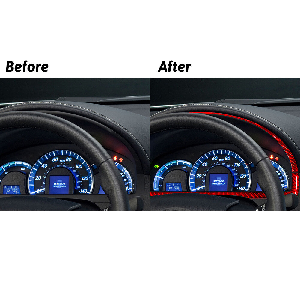 Red Carbon Fiber Interior Dashboard Top Cover Trim Strip for Toyota for Camry 12-14