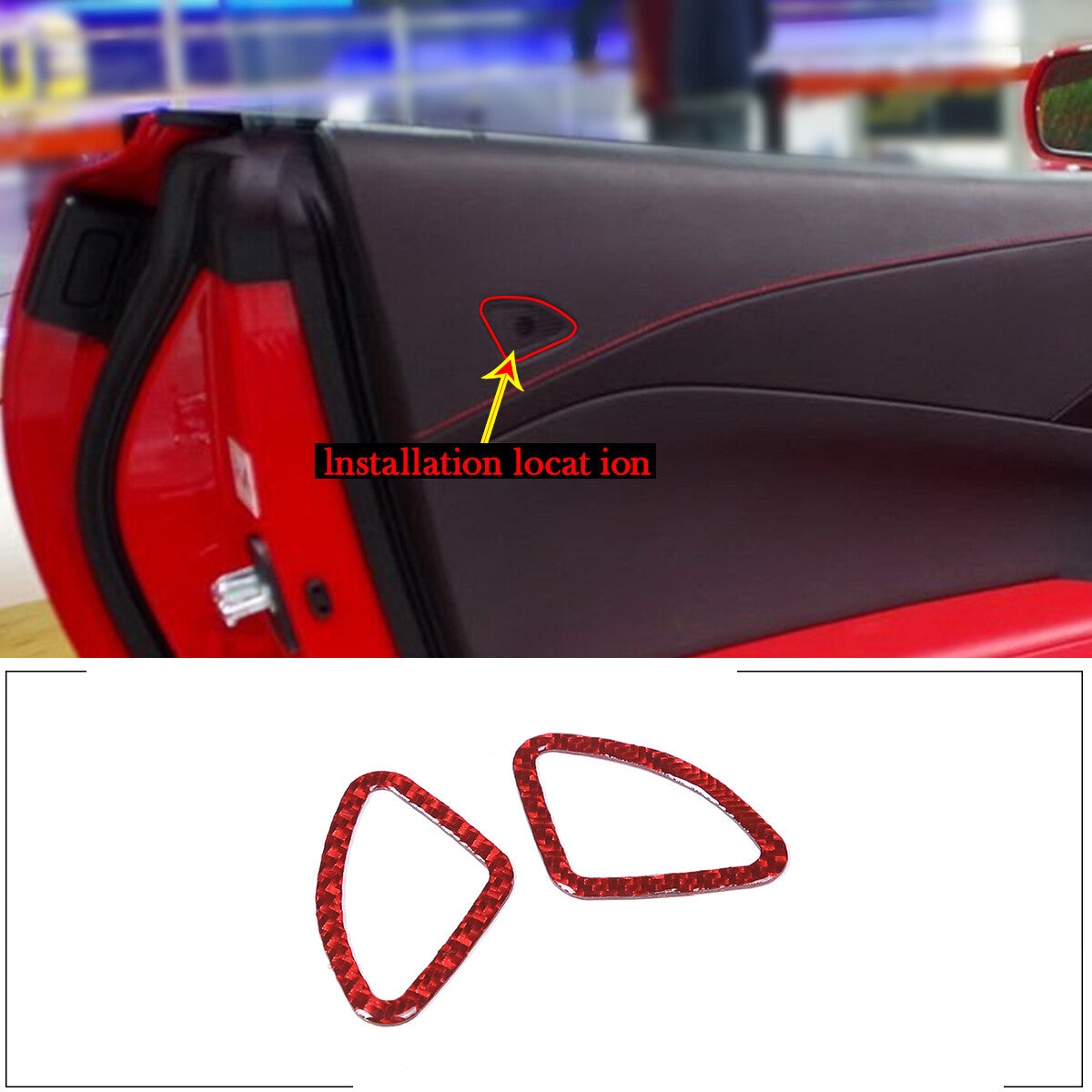 ABS Sport Red Door Lock Bottom Panel Decorative Cover for Corvette C8 2020-2023