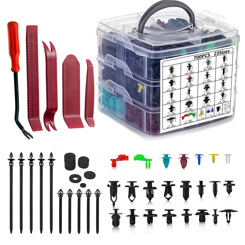 745¡ÁCar Push Pin Rivet Trim Panel Fastener Clip Molding Assortment Box W/ Tools v